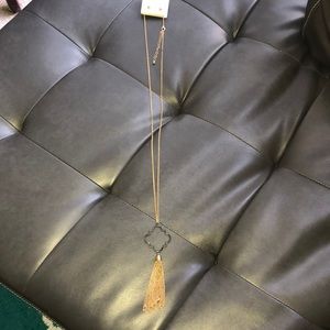 Pomona long gold tassels necklace earring set